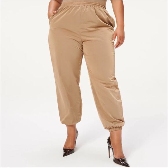 GOOD AMERICAN Shine Boyfriend Pant Size XL Jogger PullOn Metallic Tan Athleisure - Picture 1 of 16